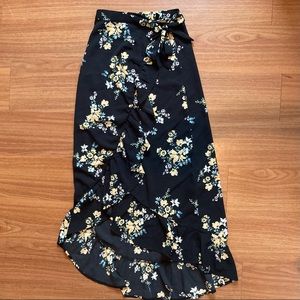 Floral High-Low Wrap Skirt
